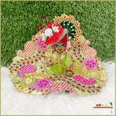 Blended Thread Stone Work Green Laddu Gopal Poshak